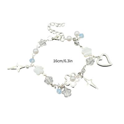 Handmade Flower Beaded Bangle Fashion Star Heart Charm Bracelets Wristband Temperament Bangle Statement Jewelry