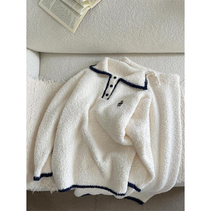 

[Spot] Soft glutinous half-edge velvet bear pajamas women s autumn and winter new velvet thickened warm homewear spot M