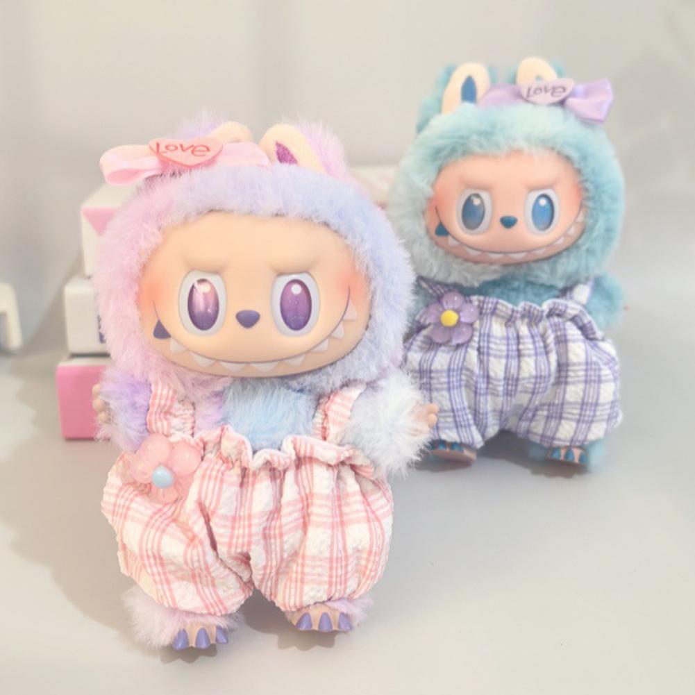 For 17cm Labubu Doll Clothes Fashion Clothes Overalls Jumpsuit Doll Clothes Color Match Hair Clip Dolls Accessories Cute Decoration Little Clothes