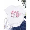 European Size Happy Valentine's Day Print T-shirt, Casual Short Sleeve Crew Neck Top For Spring & Summer, Women's Clothing