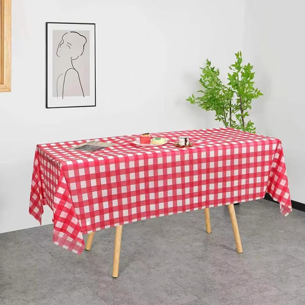 2pcs Waterproof Plaid/Stripes Disposable Tablecloth Oil Proof Desktop Decoration Table Cover  Picnic