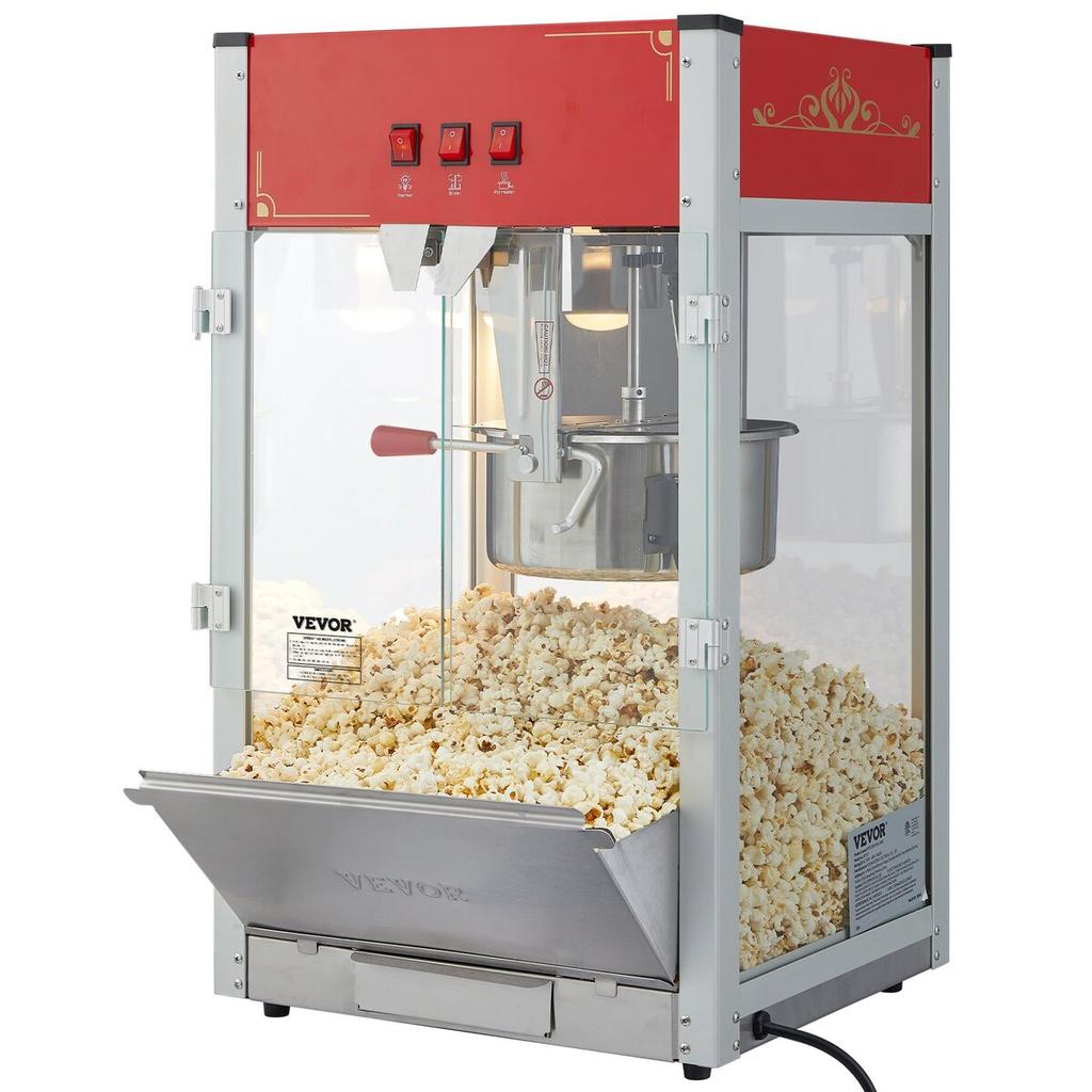 Popcorn Popper Machine Countertop Popcorn Maker 1440W 12 Oz 80 Cups Red