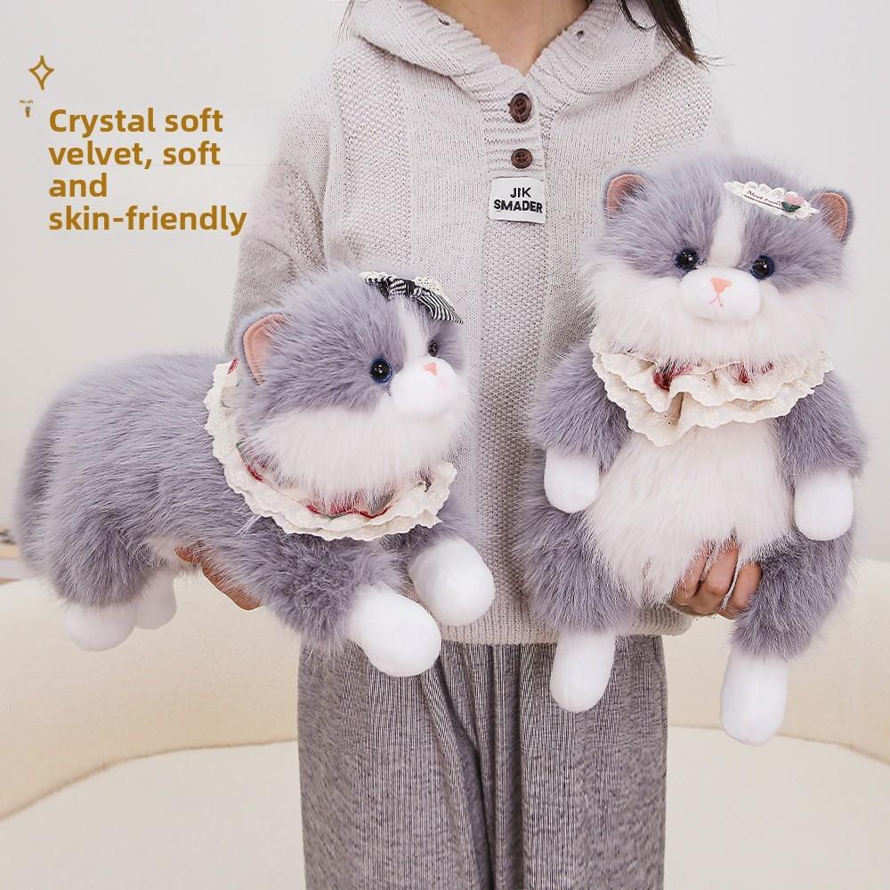 Lifelike Plush Cat Toy With Soft Polyester Fiber Filling For Kids And Collectors