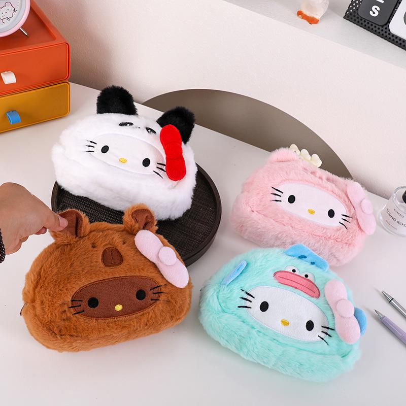 Japanese Cute Cat Plush Pencil Case: High Capacity Student Stationery Bag