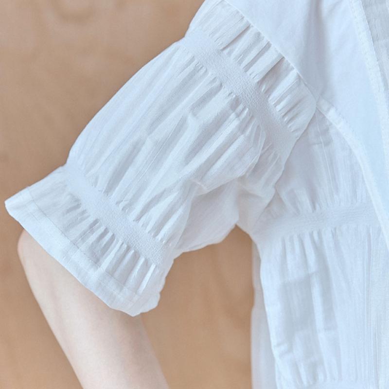 MAXZA Knopfpunkt Geprägte Raffung Bluse Zc05qb031on