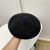 Autumn and Winter Cashmere Knitted Contrasting Colors Tweet Beret Women's Literary Fashion Elastic Sweat Belt Painter Hat