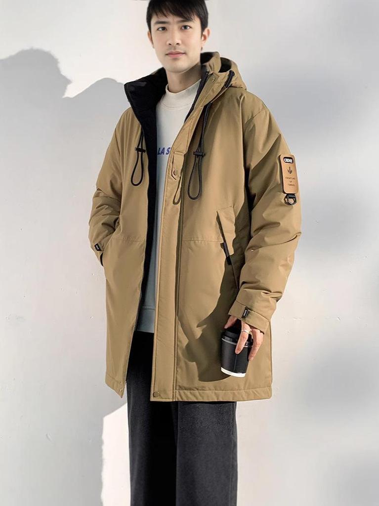 Men's Warm Plush Hooded Cotton Jacket for Winter Outdoor Sports & Mountaineering