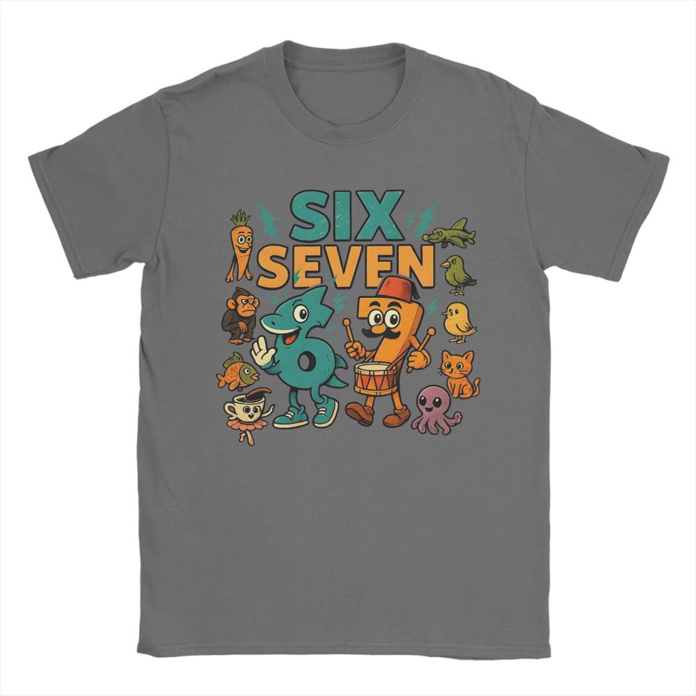 67 Six Seven Italian Brainrot Kids Gaming Meme TShirts Mens Cotton Tee Shirt Round Neck Short Sleeve T Shirts Graphic Clothing