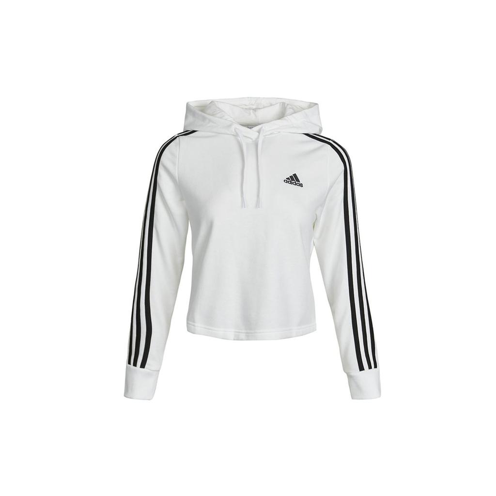 Adidas 3-Stripes Knit Hoodie Women Tops White GM5574