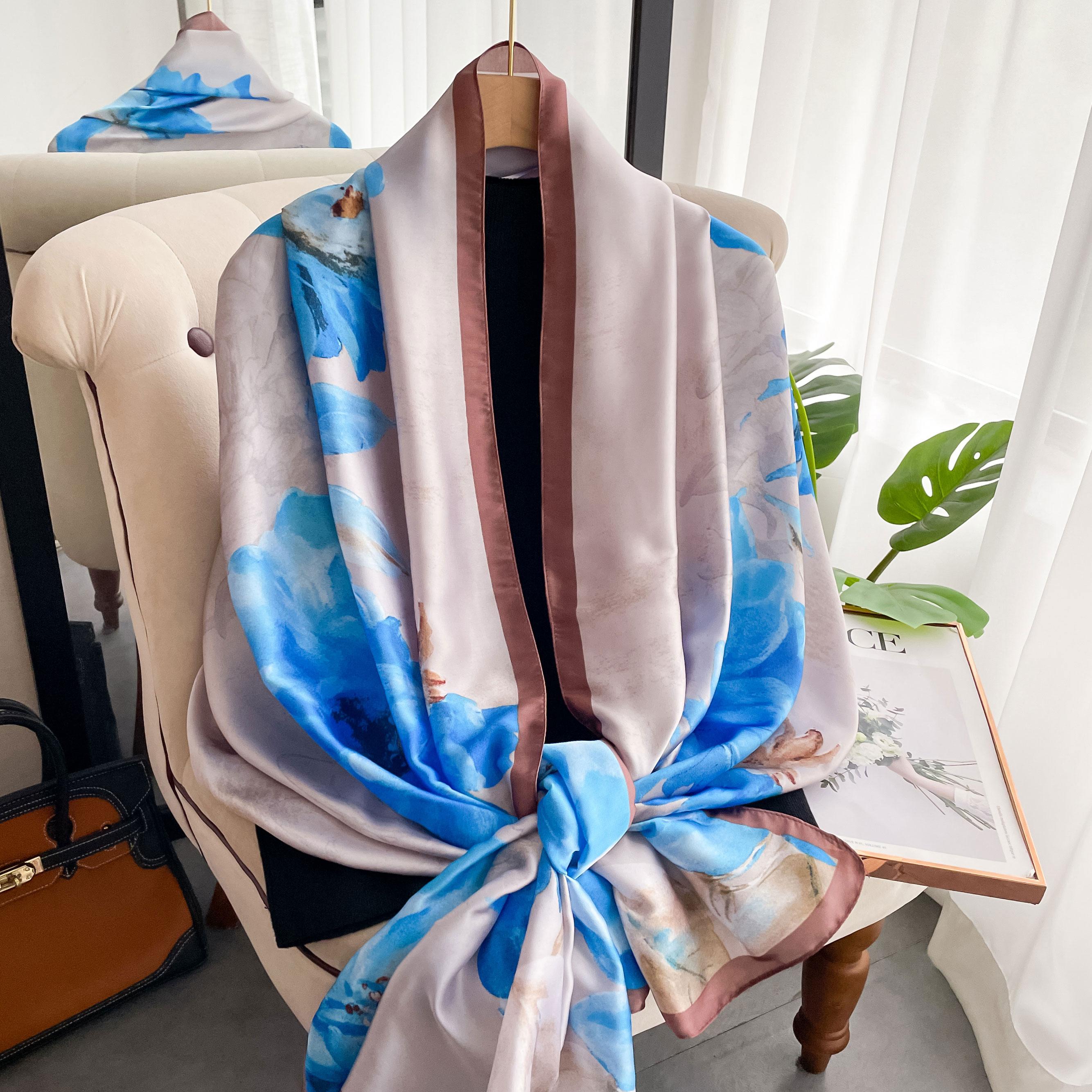 

Women S Summer Sun Chiffon Scarf Geometric Print Sun Shawl Silk Elegant Beach Color