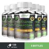 Coconut Shell Activated Charcoal Capsules, 1200mg Per Serving; Soothes the Digestive Tract; Relieves Gas and Bloating; Suitable for Adults.