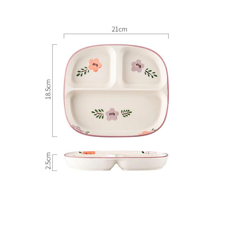 Ceramic Portion Control Diet Plate Divided Dessert Snack Serving Dish Platter for Balanced Meal Food Separator Appetizer Tray