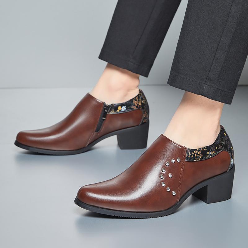 Fashion Hot Selling Men's Banquet Dress Shoes Groom's Wedding Shoes Europe America High-end Elegant Brown Men's Business Leather Shoes