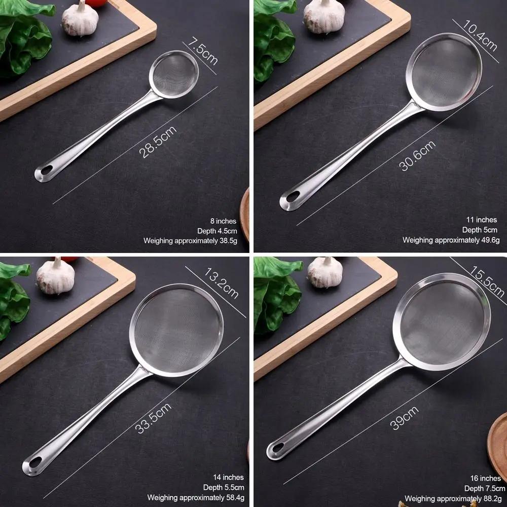 Multi-functional Fine Mesh Strainers Oil Strainer Skimmer Stainless Steel Filter Spoon Oil Colander Flour Colander Sifter