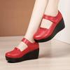 6cm Small Size 32-43 Comfortable Med Heels Pumps Soft Leather Mary Janes 2025 Women's Platform Wedges Shoes for Office Mom Dance