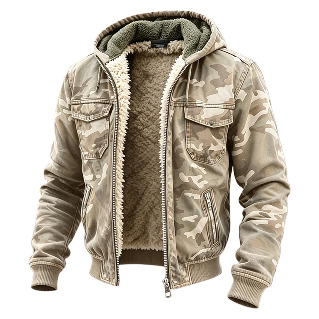 Men's Winter Camouflage Outdoor Hooded -Lined Jacket