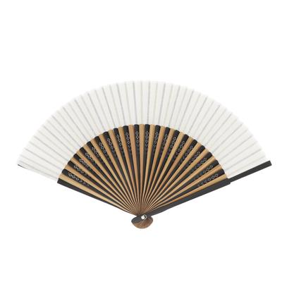 Onishi Ken Seihan Vyrobený z japonskej látky Vrecko na ventilátor, Bavlna-Ľan Hrubá tkanina, Stredne krátka látka, 22,5 cm, Krémová, Dizajn „Vlna“, S22-MAS01,