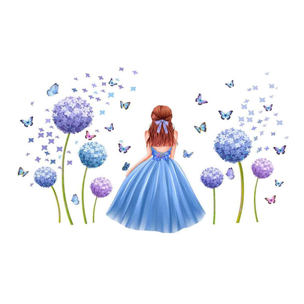 

Цветочная фея фиолетовый красочный цветок бабочка домашняя наклейка на стену наклейка для спальни девушки своими руками детская комната детский сад вечеринка фреска небесно-голубой