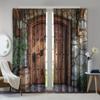 3D 2pcs Metal Wooden Accessories Wooden Door Printed Curtains Living Room Bedroom Decoration 3D Digital Printing Curtain Home De