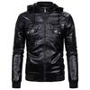 Winter Fleece Thickened PU Leather Jacket Men's Jacket Large Size British Fashion Hooded Leather Jacket Men's Top