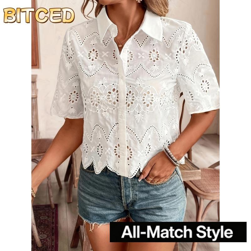 BITCED Bluse & Camicie Casual da Donna con Collo Polo a Manica Corta