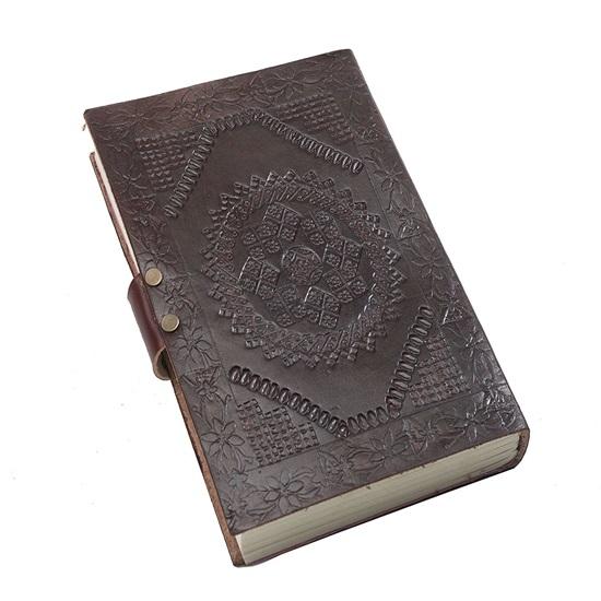 Kožený zelený kámen hnědý embosovaný ručně vyrobený diář s kovovým zámkem