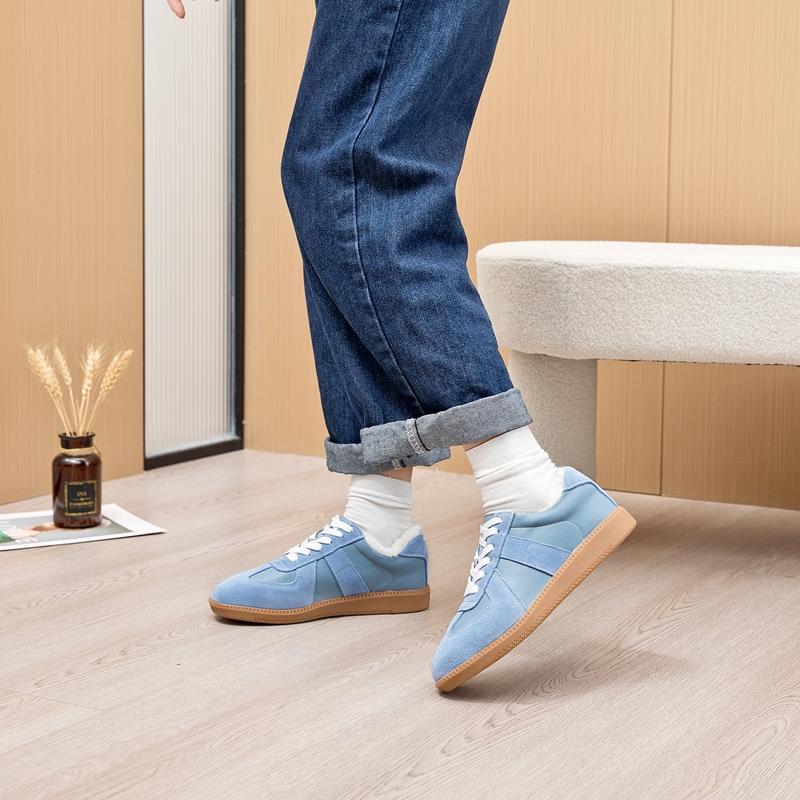 Vintersneakers kvinner ekte skinn kvinner tyske treningssko Sklissikre joggesko for kvinner stor størrelse fløyels joggesko dame