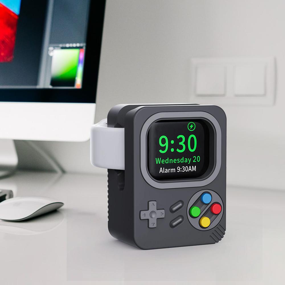 Silikonový nabíjecí stojan pro Apple Watch 7 6 5 4 IWatch 3 2 1 Držák nabíjecího doku Kreativní herní konzole Tvar Držák hodinek Základna