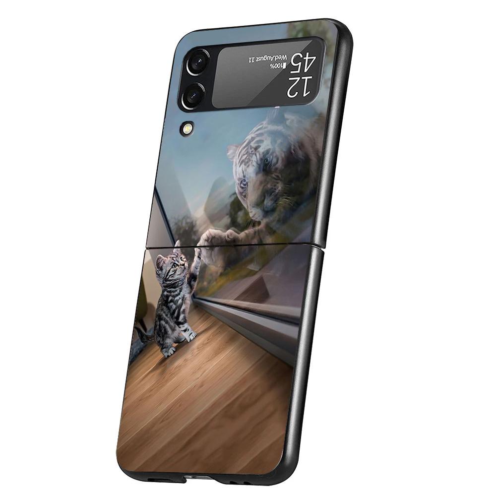 Cool Animal Big Cat Tiger Cover Phone Case For Samsung Galaxy Z Flip 7 6 5 4 3 5G Flip7 Flip6 Flip5 Flip4 Flip3 Black Fundas She