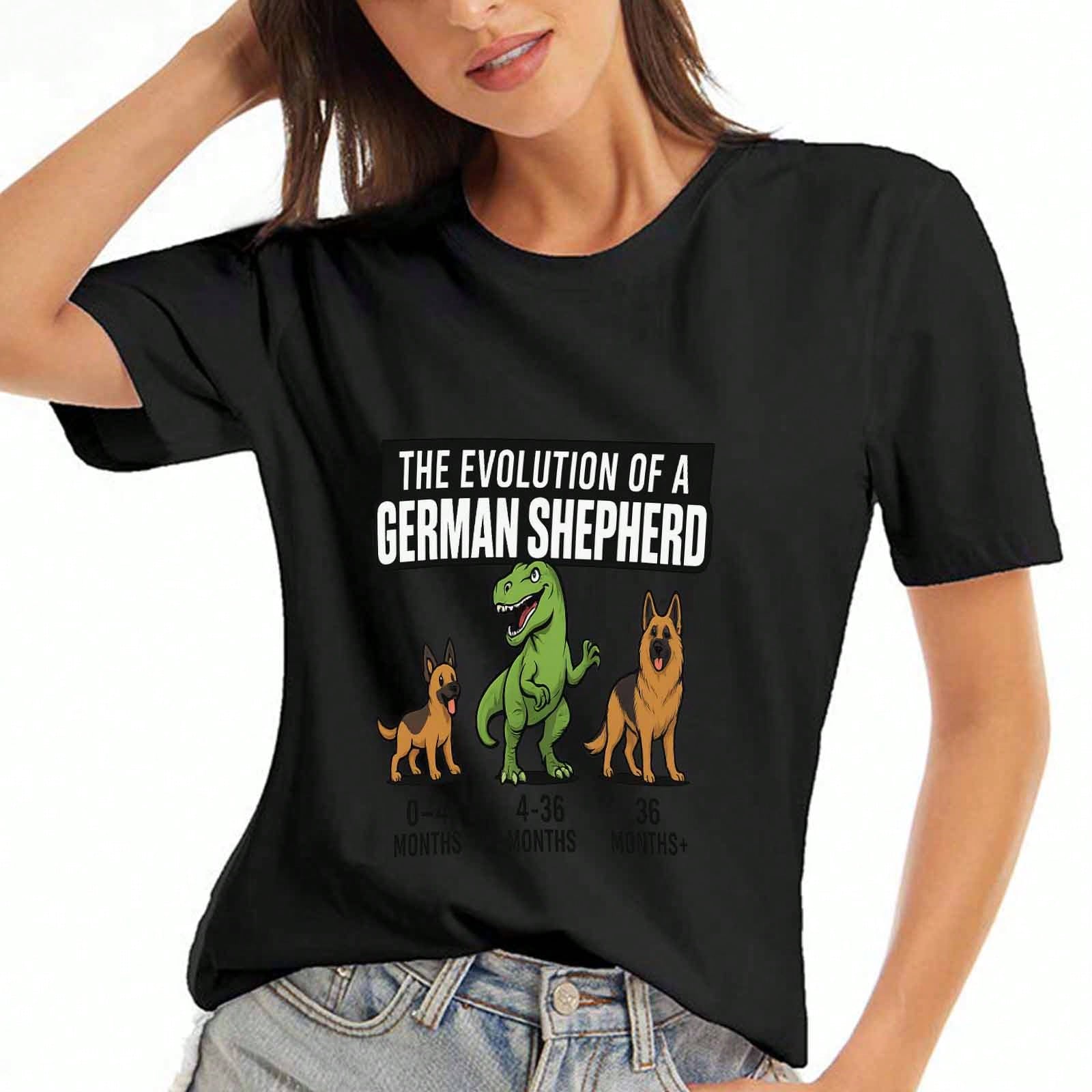 German Shepherd Evolution unisex Cotton T Shirt, Premium Cotton Graphic, Durable And Washable, Casual And Fashionable, German Shepherd Evolution Funny S разноцветный