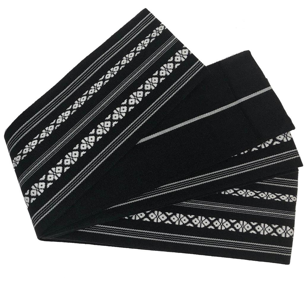 Fuuka Yukata and Obi Set Size Hemp Leaf Pattern Size Z33002X Men's (2 Pieces), LL, Brown, (Obi/Black, B43)