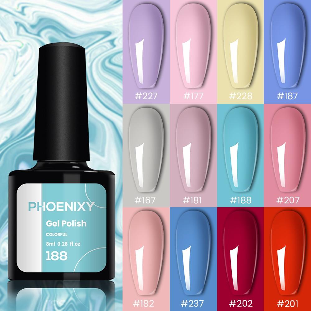 

PHOENIXY 12 кольорів 8 мл Гель-лак для нігтів Змочуваний УФ-гель-лак Рожевий Глітер Червона Серія Лак для нігтів 12PCS