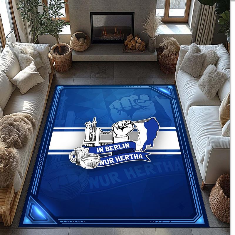 hertha bsc FC Soccer Football Pattern Soft Area Rug Non Slip Indoor Floor Carpet Sports Decor Mat for Bedroom