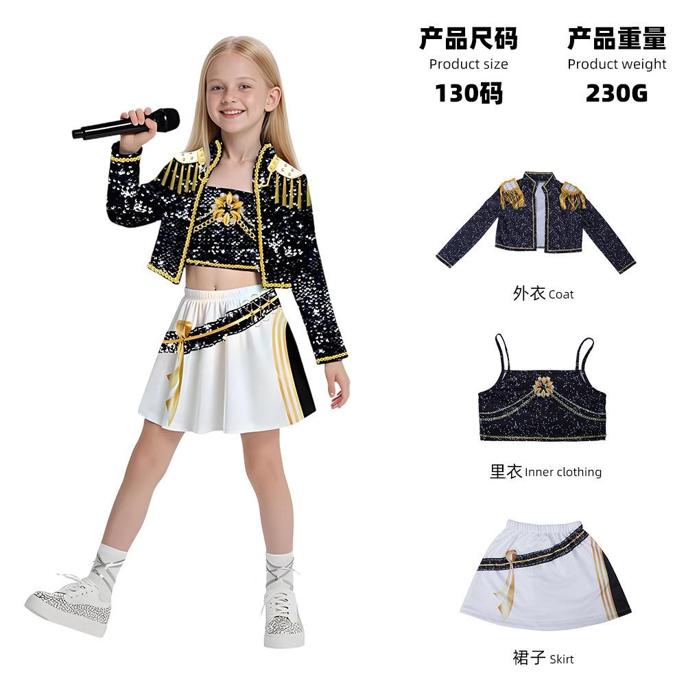 

Детский K-Pop Костюм Охотников на Демонов Зои Руми Миры Маскарадный Косплей Виртуальный Айдол Кино Косплей для Девочек Детский Хэллоуин Карнавал (Height 140cm)