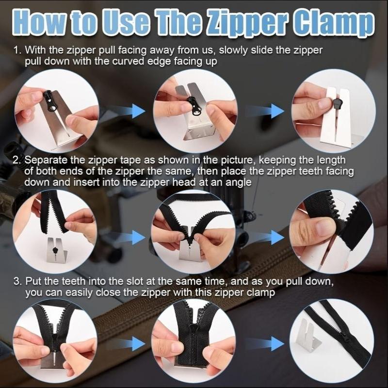 Stainless Steel Zipper Clamp Tool Quick Installation Assistant For Sewing Zipper Repair Diy Quick Installation Assistant