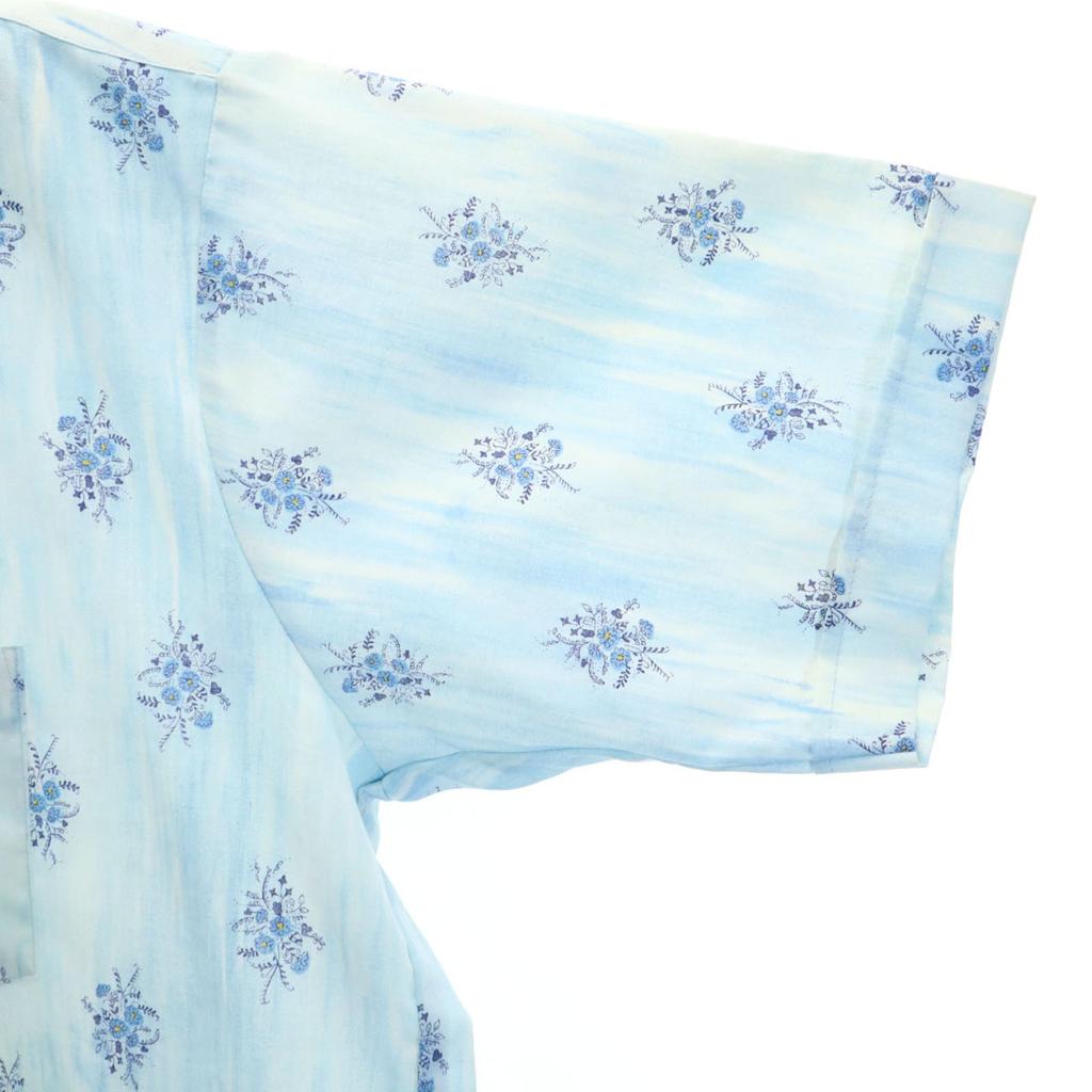 Golden Key 70s Vintage Floral Short Sleeve Shirt XL Light Blue Men's Used