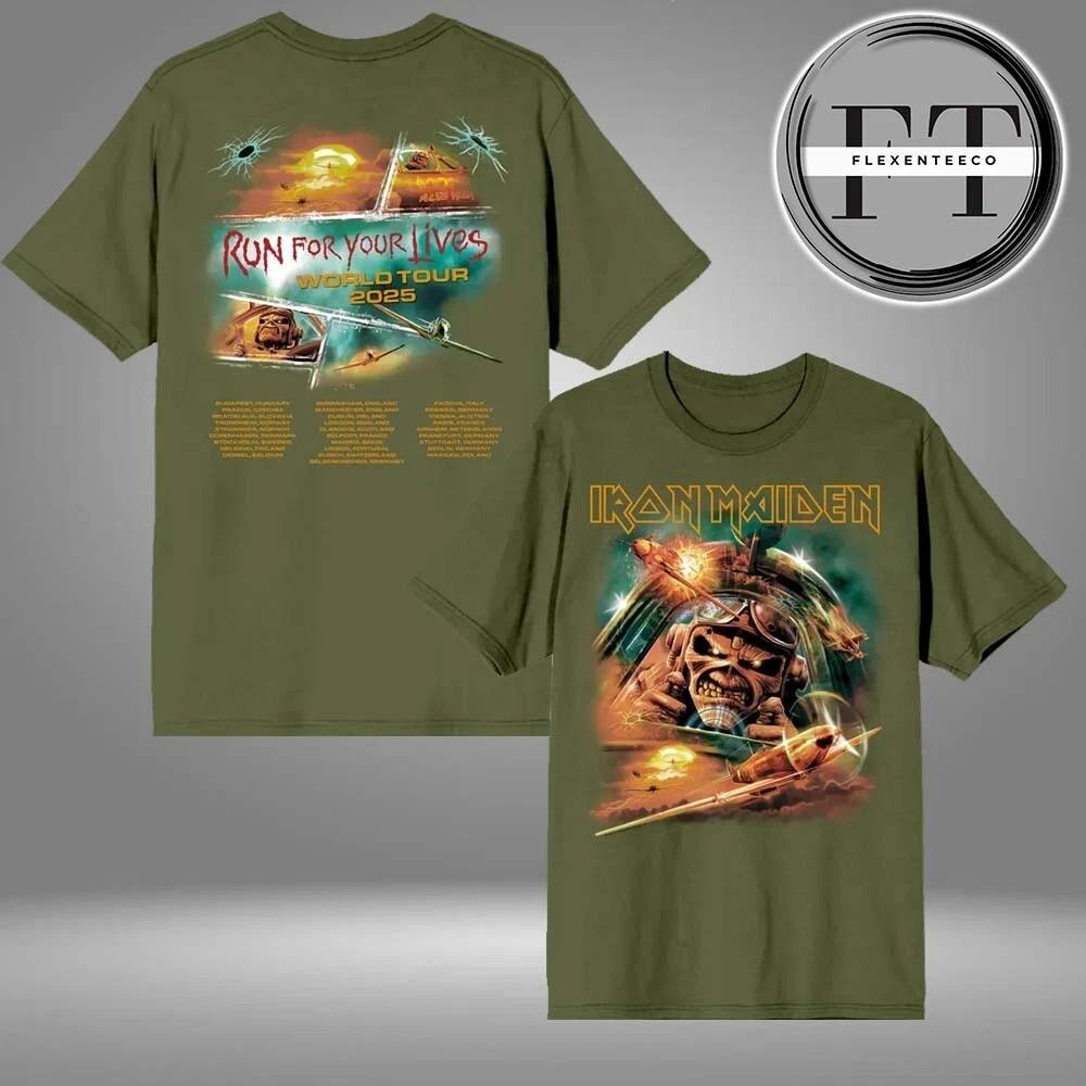 

РЕДКИЙ! Iron Maiden Aces High Тур 2025 Двусторонняя Унисекс Футболка Все Размеры S-4XL Унисекс Футболка S