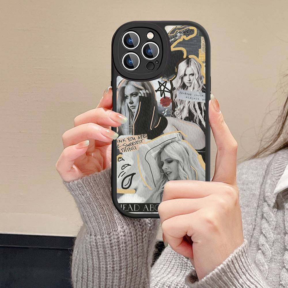 Avril Ramona Lavigne Leather Phone Case For IPhone 16 15 14 13 12 11 Pro Max Plus Shockproof Cover