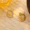 Earrings Women Cross-border Fashion Zircon Heart Simple Niche Temperament Versatile Accessories