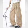 Spring and summer new European, American and Japanese wide-leg splicing black scimitar loose straight casual trousers men's pants