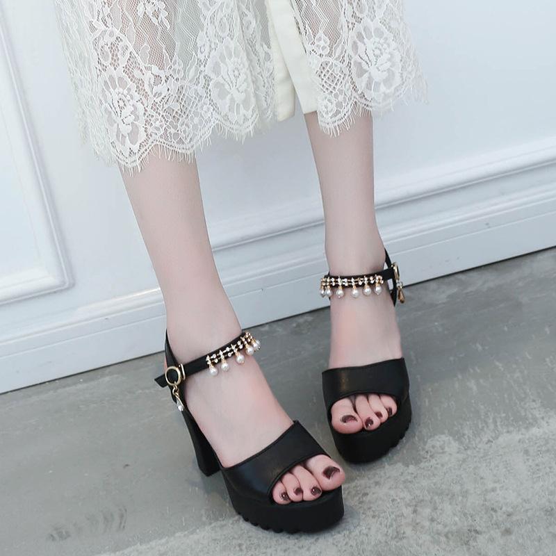Exquisite Luxury Women's High Heel Sandals Summer Shopping Versatile Casual Sandals Thick Heel Thin Strap Fashion Women's Shoes