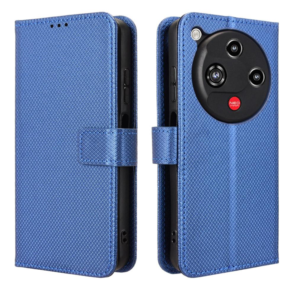 For ZTE nubia Focus 2 5G Leather Wallet Case with Strap Diamond Texture Phone Cover