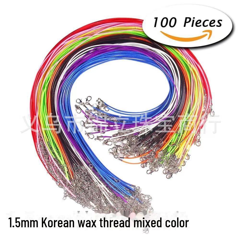 Korean Handmade DIY Black Leather Pendant Necklace with Lobster Clasp