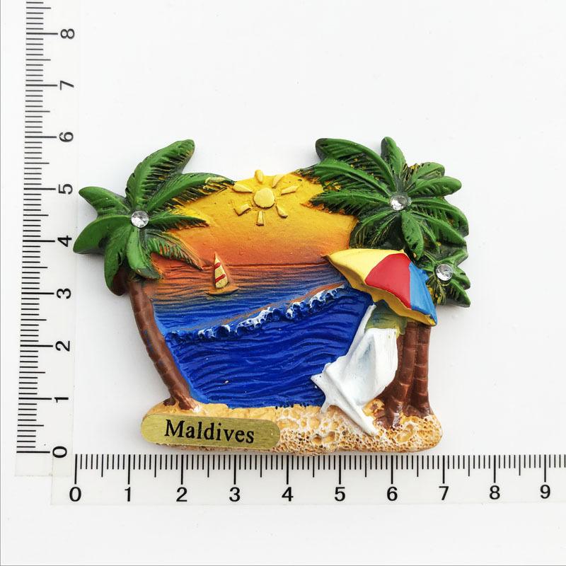 

Maldives Travelling Souvenirs Fridge Magnets Creative Home Decoration Resin Fridge Magnetic Stickers Message Board Stickers
