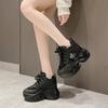 2025 New Chunky Leather Women's Sneakers Solid Color Internal Increase Casual White Ladies Shoes Platform Trainer Jogging Shoe