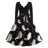 Kvinners uformelle mote Halloween trykt V-hals vintage kjole