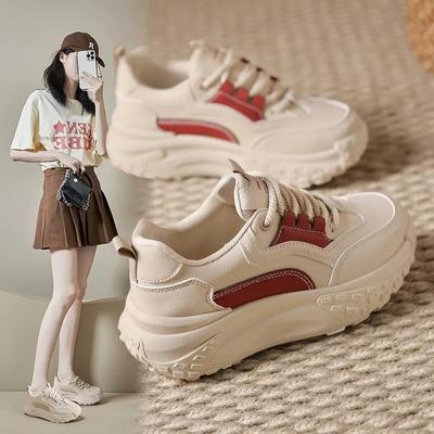 Frühling und Herbst Leder Daddy Shoes ins Sneaker Plateau Freizeitschuhe Trendige Schuhe