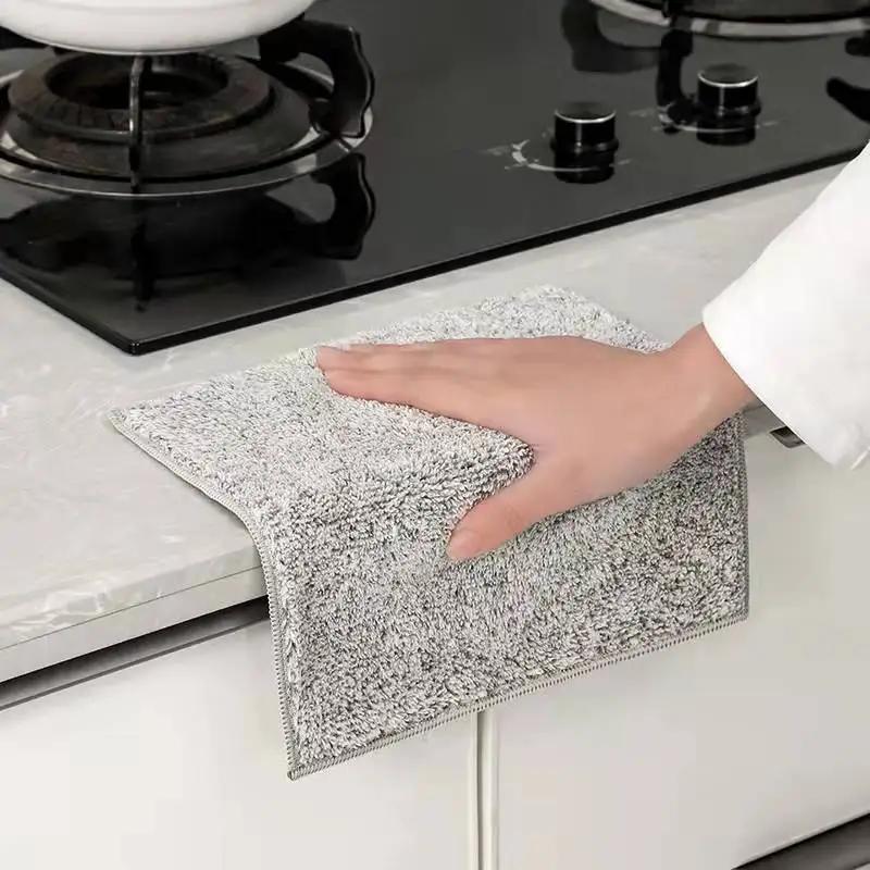 Bamboo Charcoal Rag To Remove Oil Housework Cleaning Thickened Dishcloth Microfiber Absorbent Scouring Pad Kitchen Dish Towel