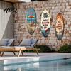 Retro Surfboard Sign 1/3Pcs Plaque Decoration Solid Wood Vintage Coastal Wall Sign