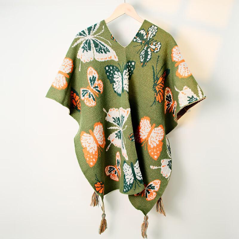 Retro Ethnic Knit Travel Shawl Cape